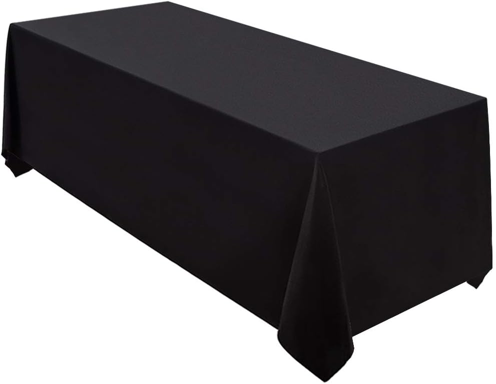 Surmente 2 Pack Black Tablecloth 90 x 132-inch Rectangular Polyester Table Cloth for Weddings, Banquets, or Restaurants