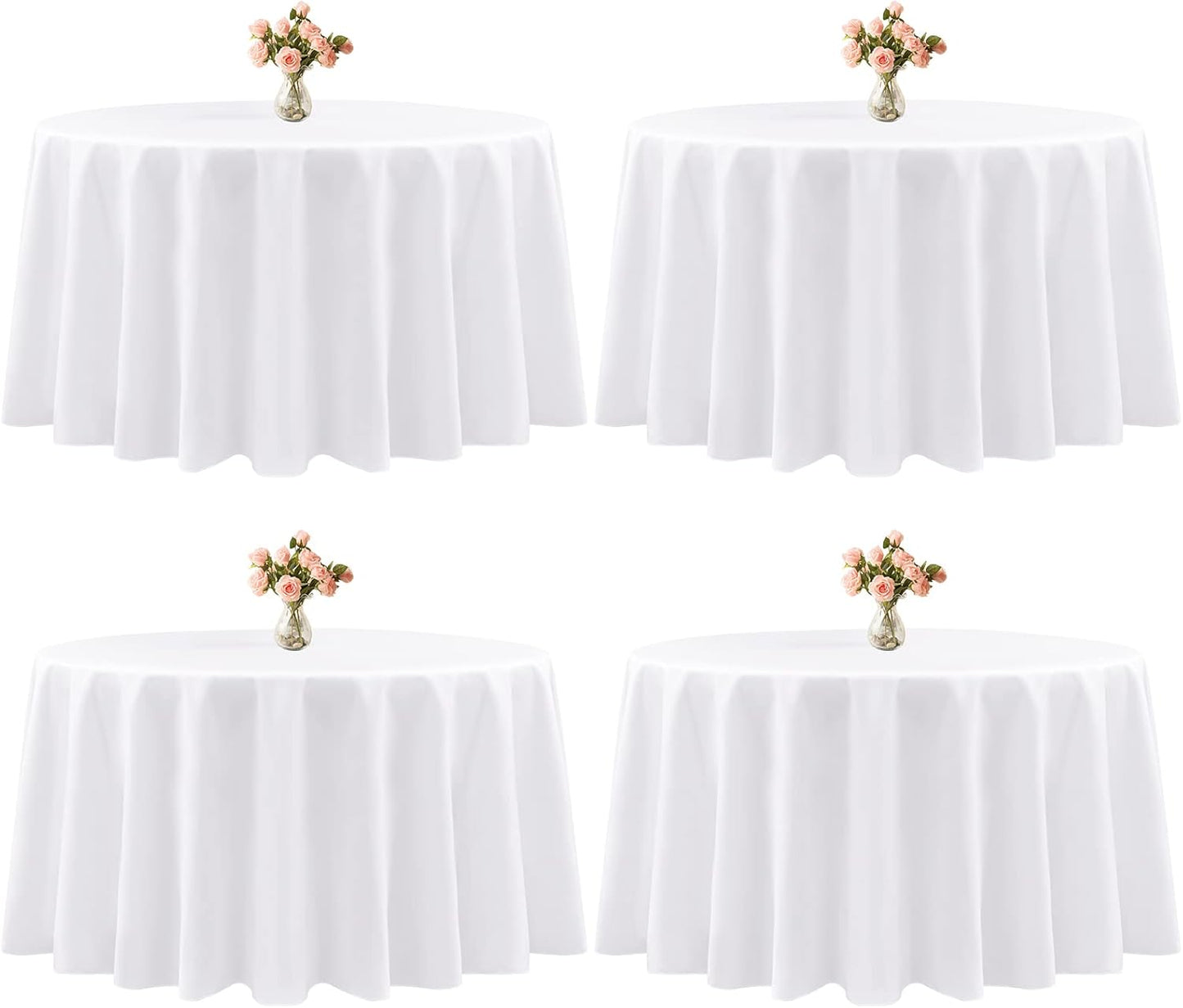 4 Packs Rectangle Tablecloth, 60 x 126 inch White Polyester Tablecloth for 8 Ft Rectangle Tables Fabric Table Cloth Stain and Wrinkle Resistant Washable Table Cover for Dining Table,Birthday,Party