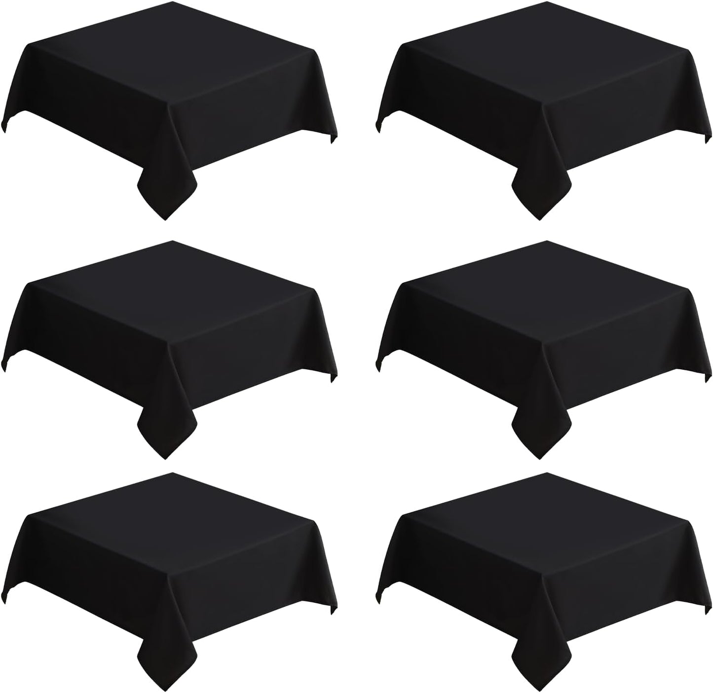 VidaFete Square Tablecloth 2 Pack 52 x 52 Inch Tablecloths Stain Wrinkle Resistant Polyester Dining Table Cover for Kitchen Dinning Party Wedding Rectangular Tabletop Buffet Decoration(Black)