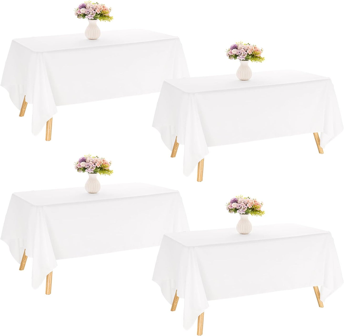 4 Pack Rectangle Tablecloth 60x102 Inch Pink Washable Polyester Table Cover for Wedding Dining Table Buffet Parties Banquet Decoration(Pink)