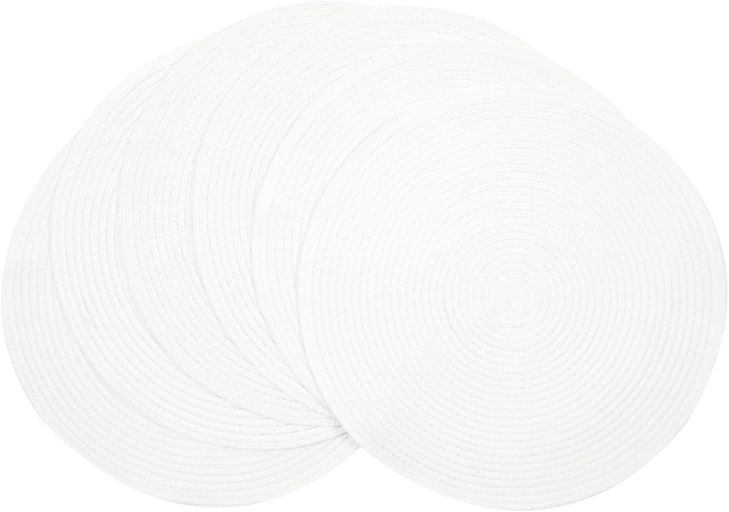 SHACOS 15 inch Beige Round Placemats Set of 12 for Dining Table Woven Braided Circle Place Mats Kitchen Placemat Washable Table Mats