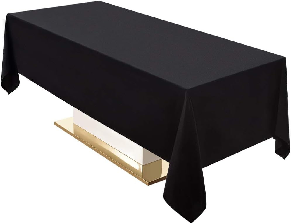 Surmente 2 Pack Black Tablecloth 90 x 132-inch Rectangular Polyester Table Cloth for Weddings, Banquets, or Restaurants