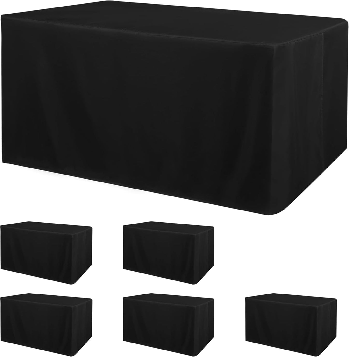 Obstal Black Tablecloth Fitted for 6ft Rectangle Table - Water Resistant Polyester Table Cover for Indoor/Outdoor Use, 72x30 inches