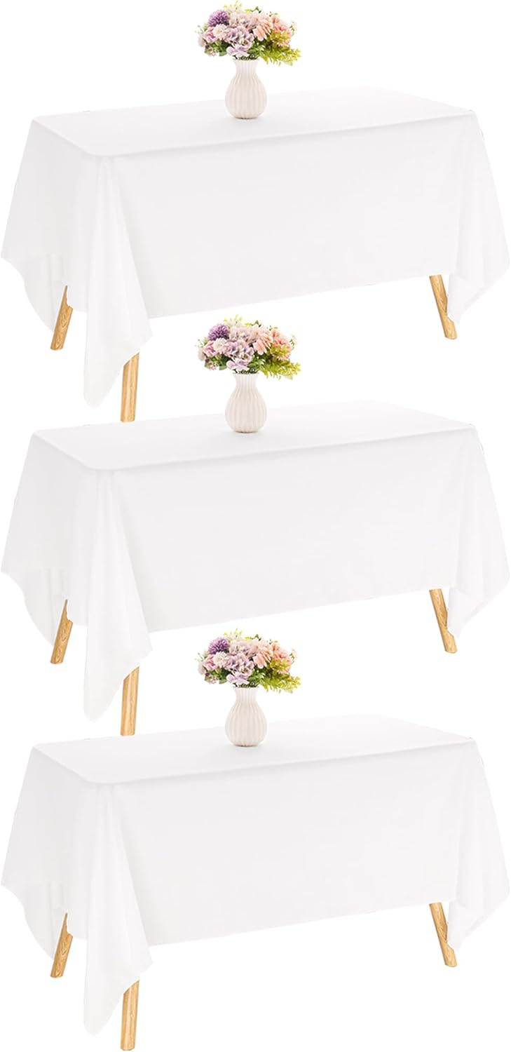 4 Pack Rectangle Tablecloth 60x102 Inch Pink Washable Polyester Table Cover for Wedding Dining Table Buffet Parties Banquet Decoration(Pink)