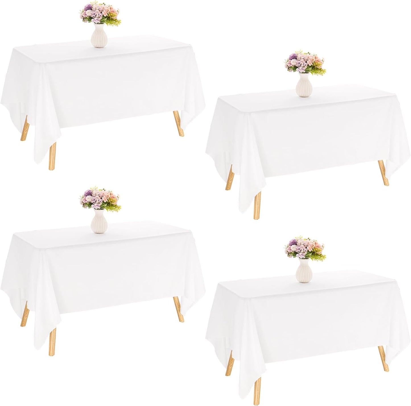 4 Pack Rectangle Tablecloth 60x102 Inch Pink Washable Polyester Table Cover for Wedding Dining Table Buffet Parties Banquet Decoration(Pink)