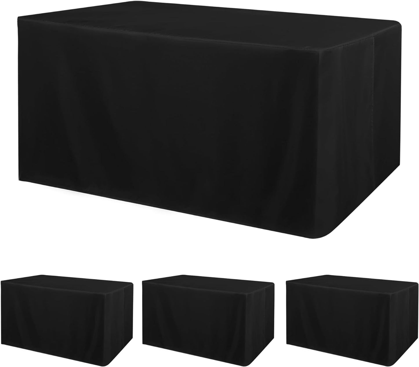Obstal Black Tablecloth Fitted for 6ft Rectangle Table - Water Resistant Polyester Table Cover for Indoor/Outdoor Use, 72x30 inches