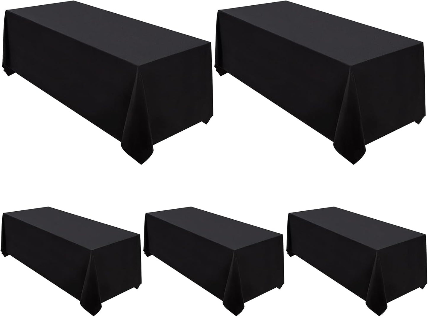 Surmente 2 Pack Black Tablecloth 90 x 132-inch Rectangular Polyester Table Cloth for Weddings, Banquets, or Restaurants