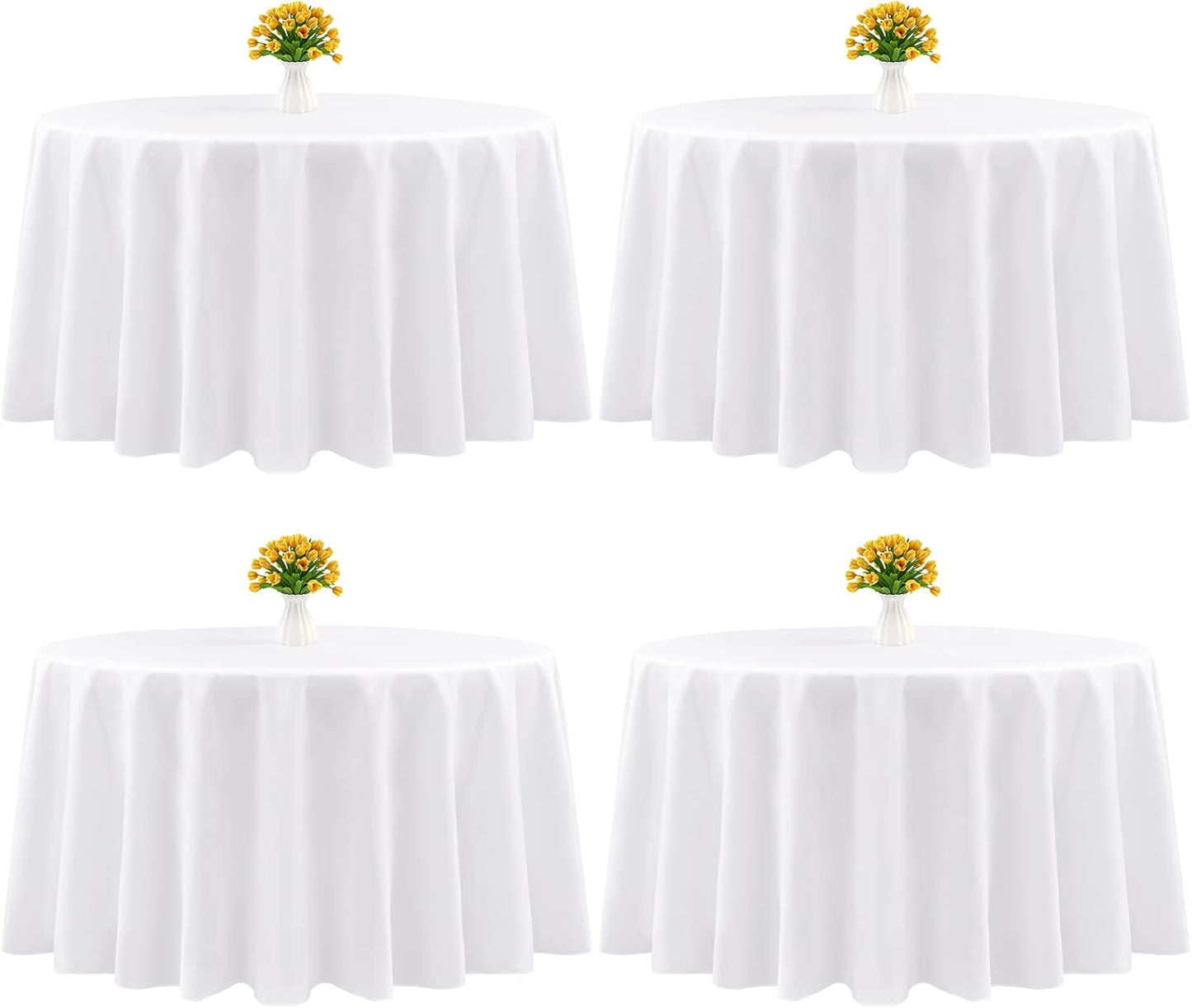 4 Packs Rectangle Tablecloth, 60 x 126 inch White Polyester Tablecloth for 8 Ft Rectangle Tables Fabric Table Cloth Stain and Wrinkle Resistant Washable Table Cover for Dining Table,Birthday,Party