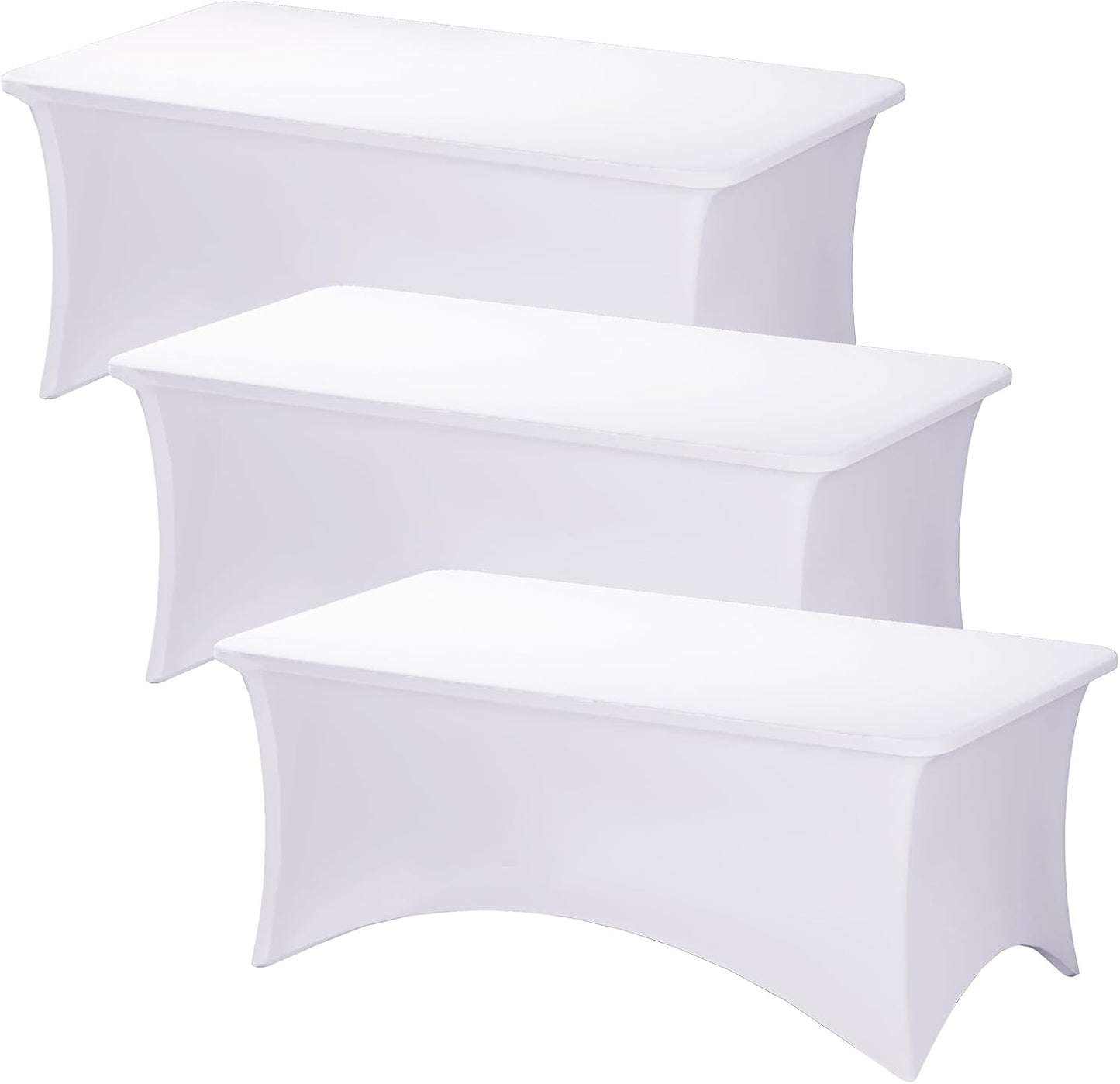 Fixwal 3 Pack Black Table Cloths Rectangle 8FT, Tablecloths Rectangular Stretch Spandex Fitted Table Covers 8 ft for Parties, Trade Shows, Banquet, Weddings, Buffet, Graduation Decorations