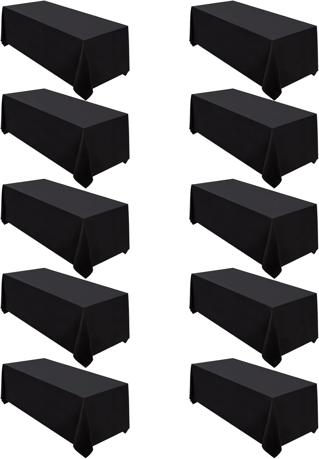 Surmente 2 Pack Black Tablecloth 90 x 132-inch Rectangular Polyester Table Cloth for Weddings, Banquets, or Restaurants