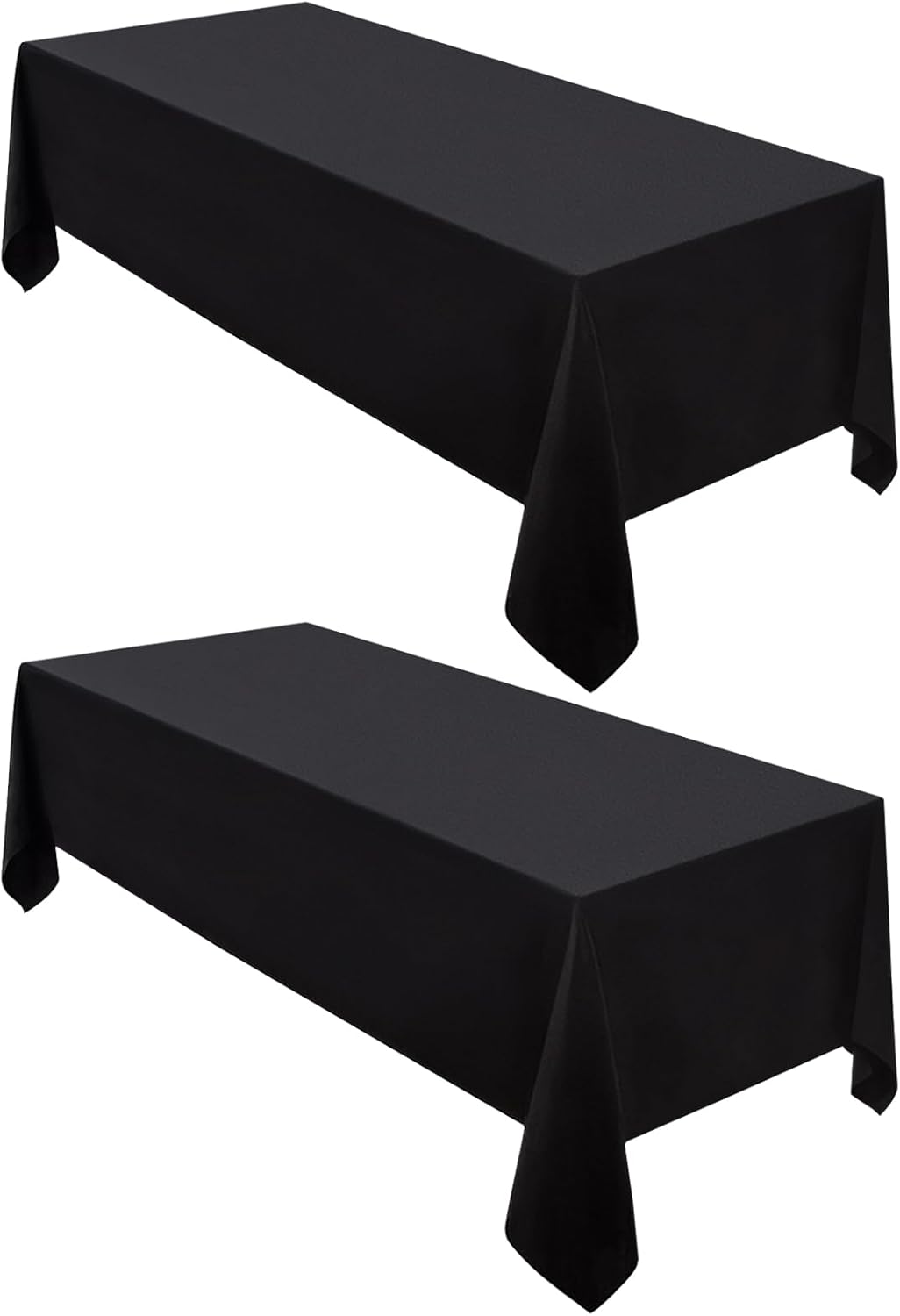 Surmente 2 Pack Black Tablecloth 90 x 132-inch Rectangular Polyester Table Cloth for Weddings, Banquets, or Restaurants