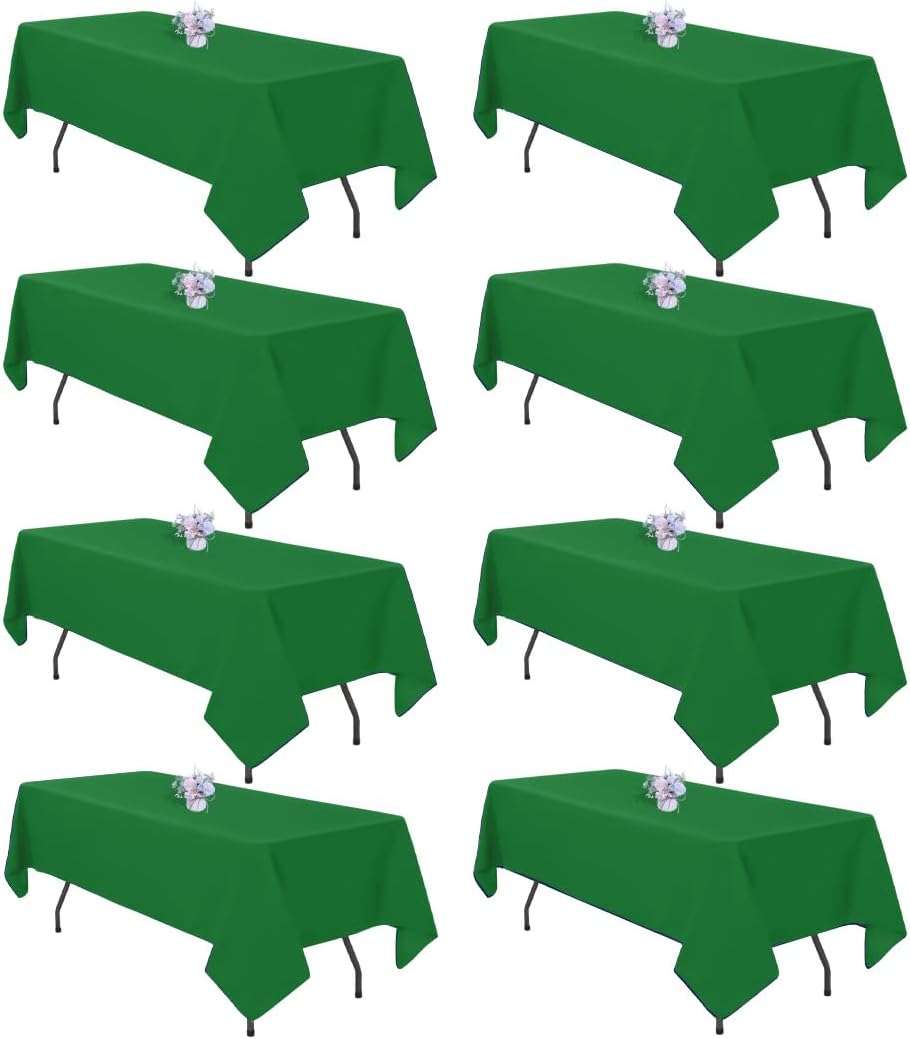 8 Pack Black Tablecloths 60x102 Inch Table Cloths for 6 Foot Rectangle Tables, Wrinkle Resistant Washable Rectangular Fabric Table Cover for Dining Wedding Banquet Camping Party