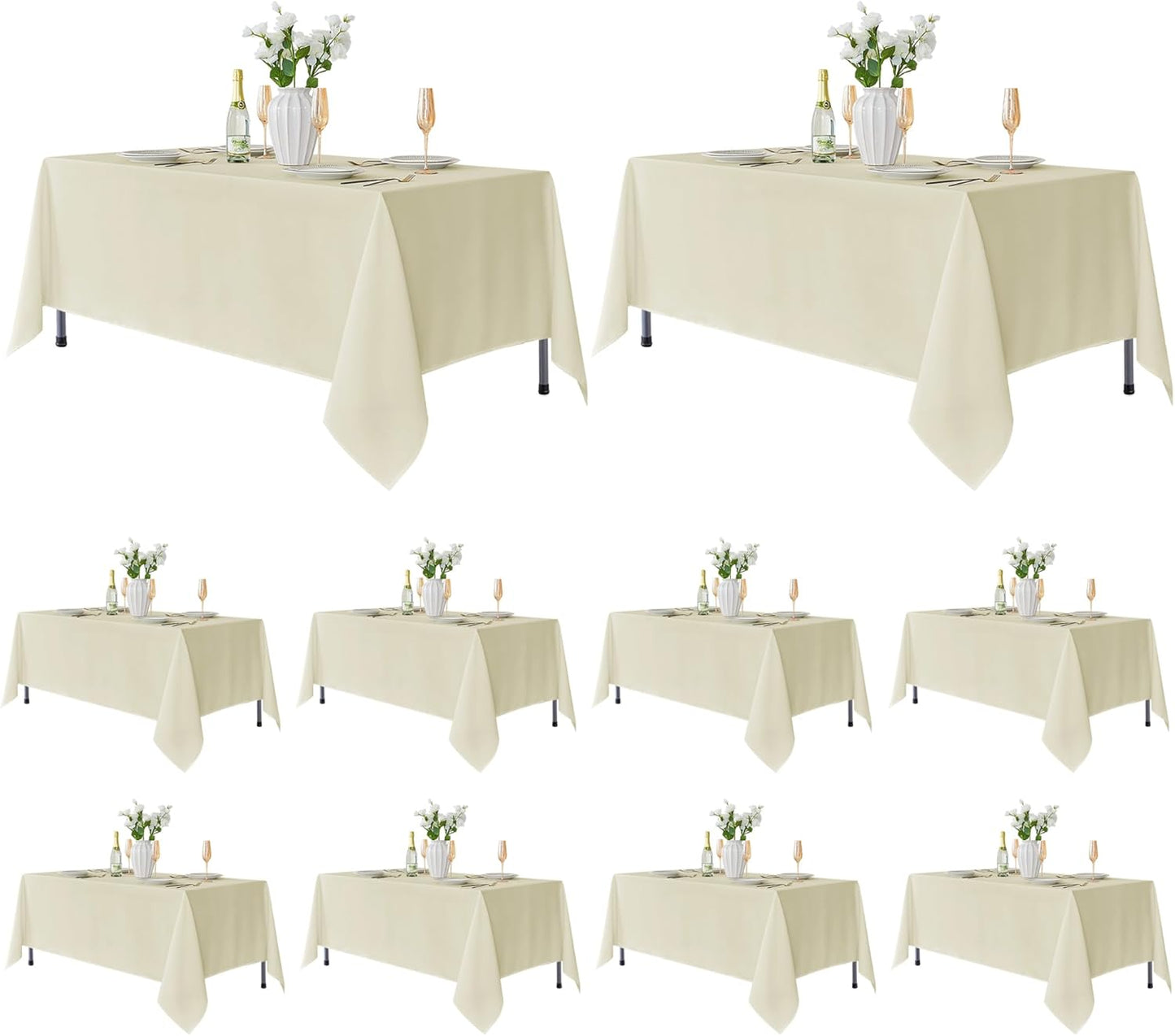 Fitable 8 Pack Table Cloth Rectangle Table: Stain and Wrinkle Resistant Tablecloth Rectangular, Washable Polyester Tablecloths for Wedding Party Dining Banquet Event Catering(White, 70x120 Inch)