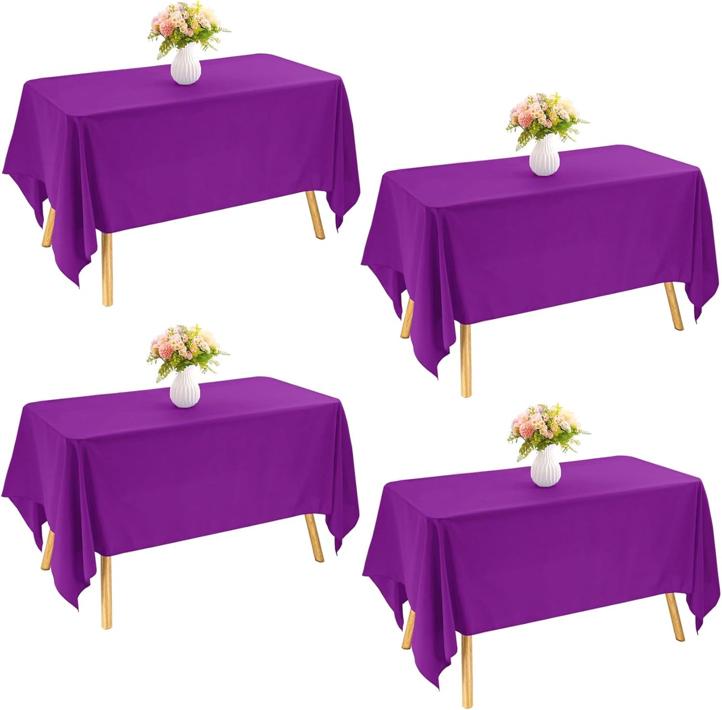 4 Pack Rectangle Tablecloth 60x102 Inch Pink Washable Polyester Table Cover for Wedding Dining Table Buffet Parties Banquet Decoration(Pink)