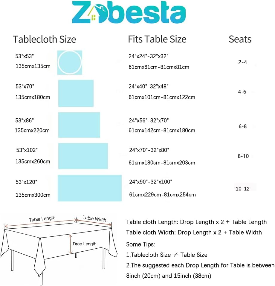 Zobesta Sage Green Tablecloth 53 x 86 Inch Cotton Green Table Cloth Rectangle Table, Farmhouse Soft Boho Tablecloths Rectangular for Kitchen, Party, Wedding, Picnic, Outdoor Tablecloth