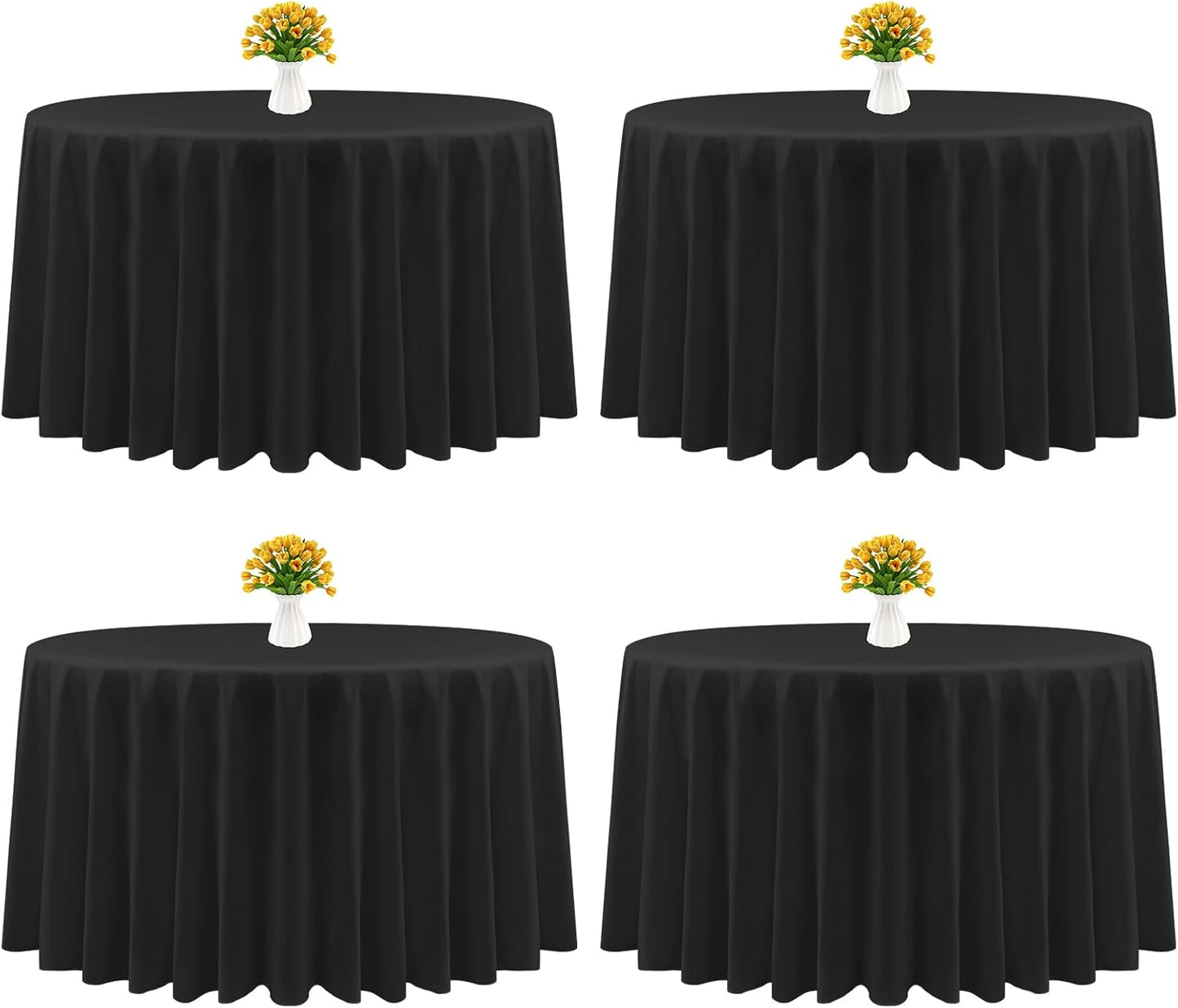4 Packs Rectangle Tablecloth, 60 x 126 inch White Polyester Tablecloth for 8 Ft Rectangle Tables Fabric Table Cloth Stain and Wrinkle Resistant Washable Table Cover for Dining Table,Birthday,Party