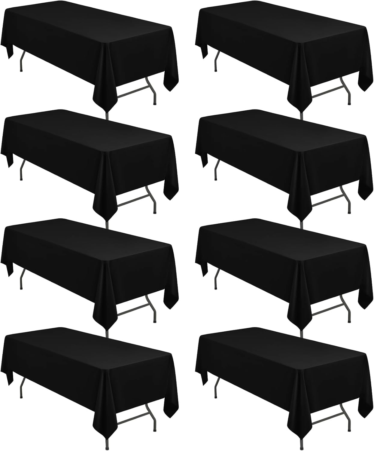 4 Packs Rectangle Tablecloth, 60 x 126 inch White Polyester Tablecloth for 8 Ft Rectangle Tables Fabric Table Cloth Stain and Wrinkle Resistant Washable Table Cover for Dining Table,Birthday,Party