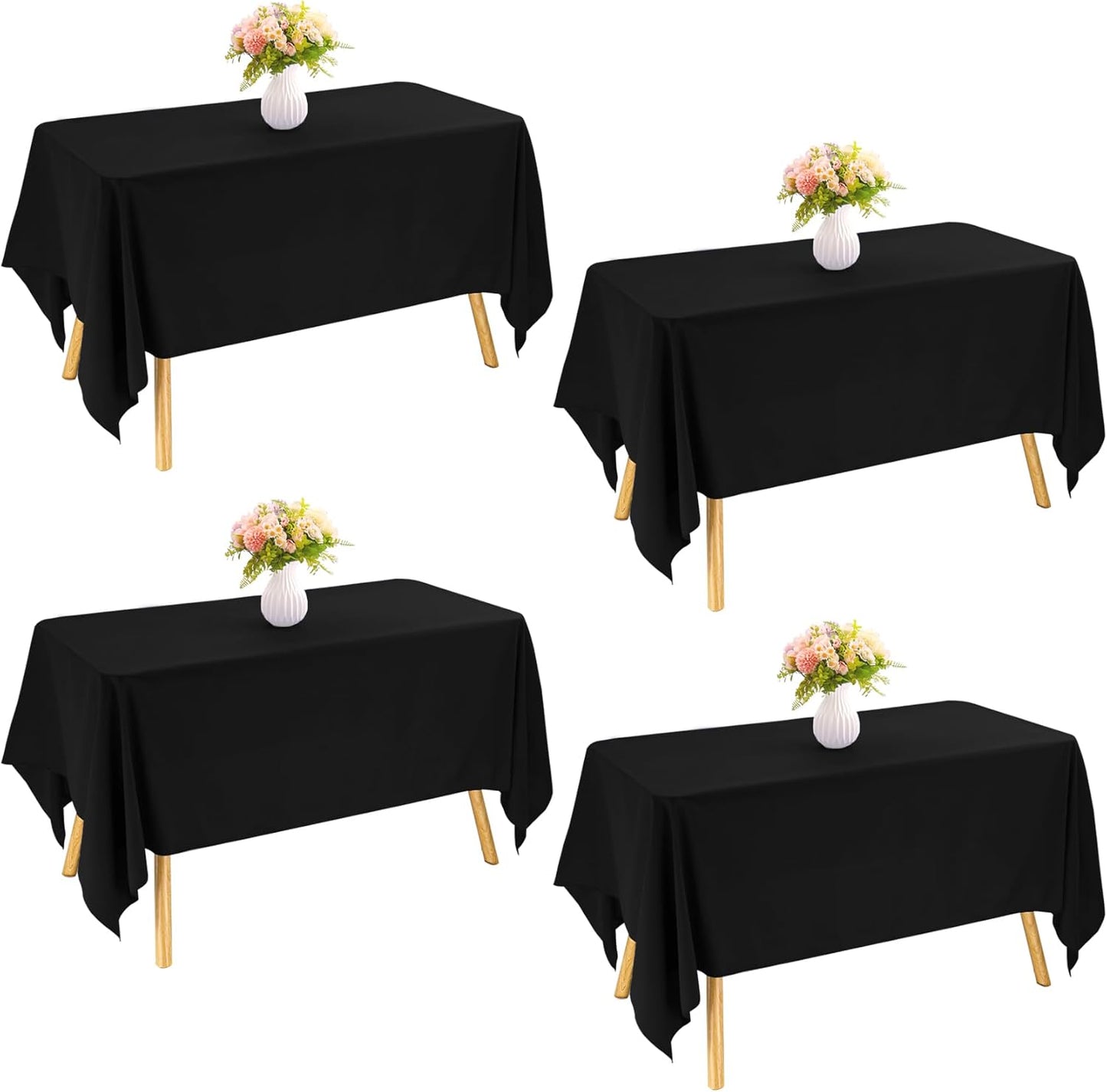 4 Pack Rectangle Tablecloth 60x102 Inch Pink Washable Polyester Table Cover for Wedding Dining Table Buffet Parties Banquet Decoration(Pink)