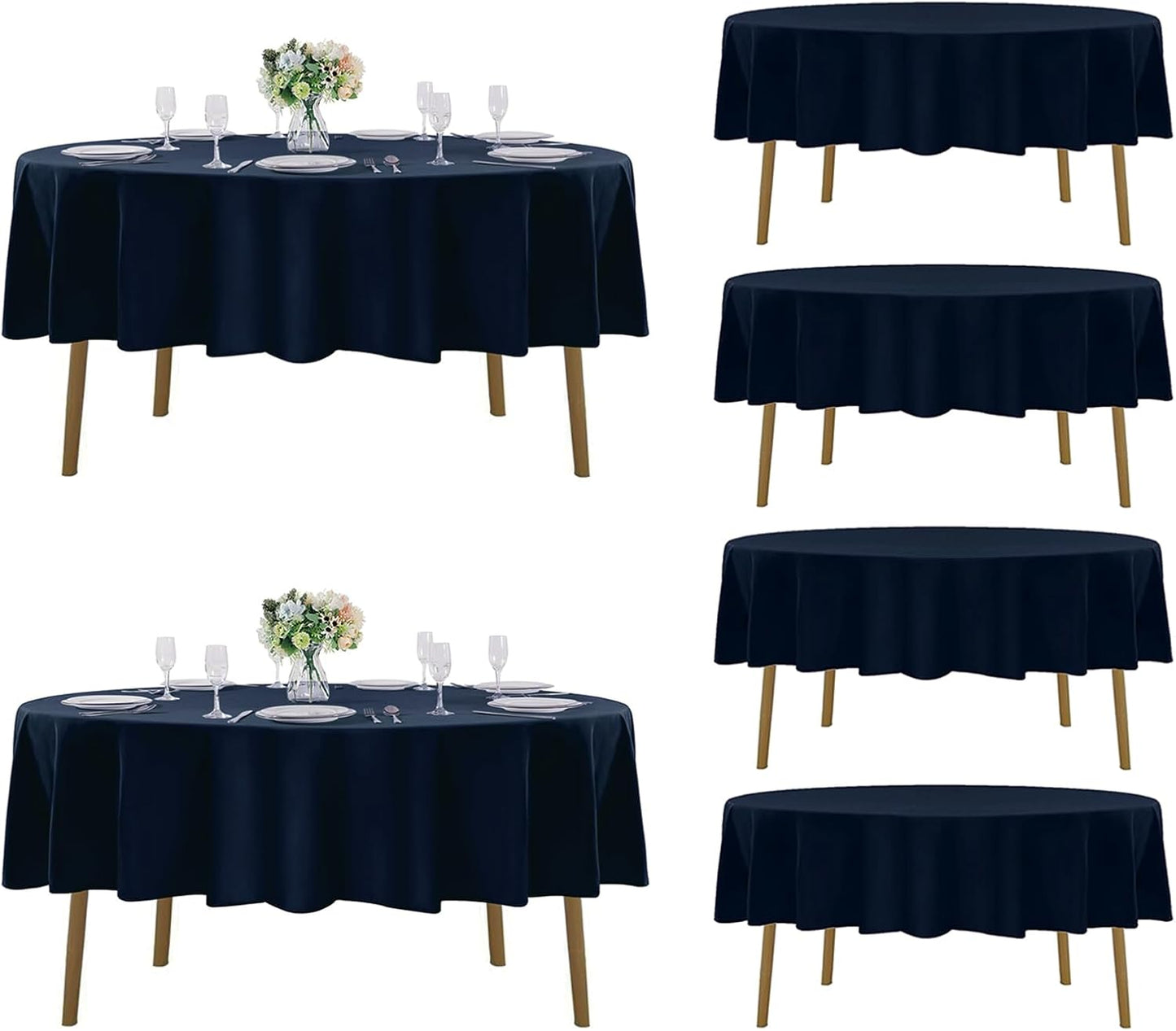 Fokitut 6 Pack Rectangle Tablecloth, 60x120 Inch, Stain Resistant and Wrinkle Polyester Table Cloth, Fabric Table Cover for Kitchen Dining, Wedding, Party, Holiday Dinner-White