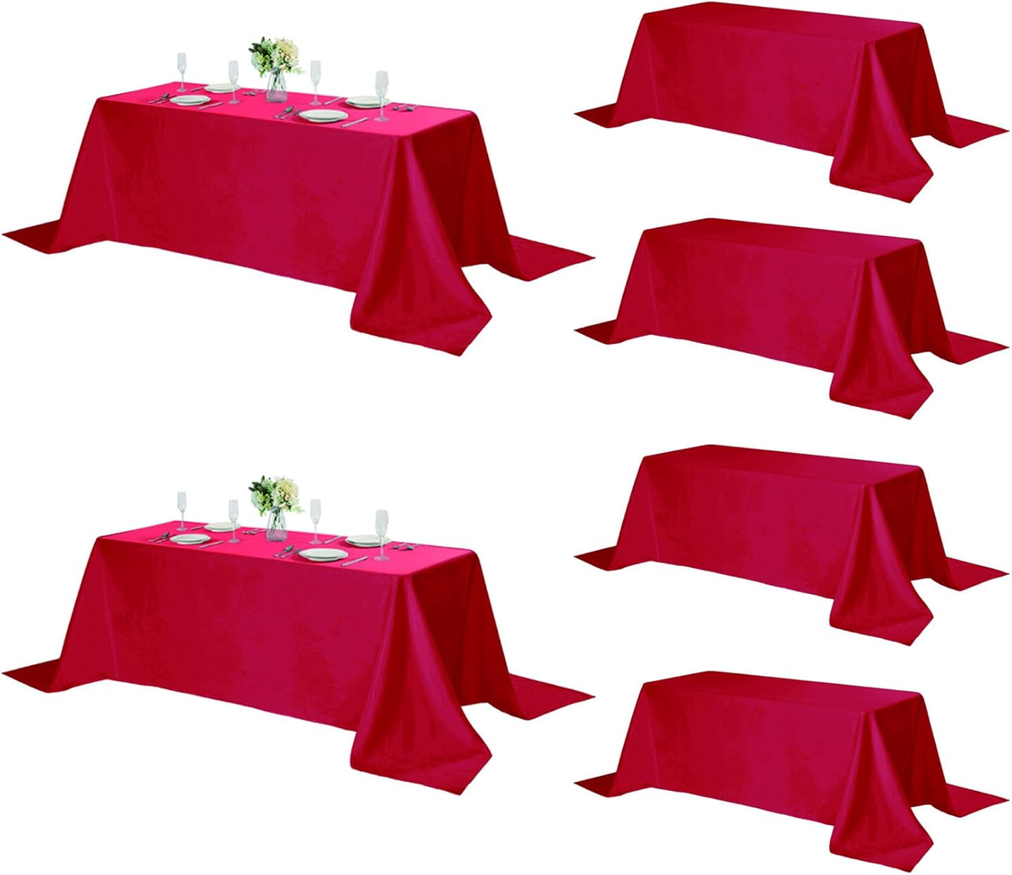 Fokitut 6 Pack Rectangle Tablecloth, 60x120 Inch, Stain Resistant and Wrinkle Polyester Table Cloth, Fabric Table Cover for Kitchen Dining, Wedding, Party, Holiday Dinner-White