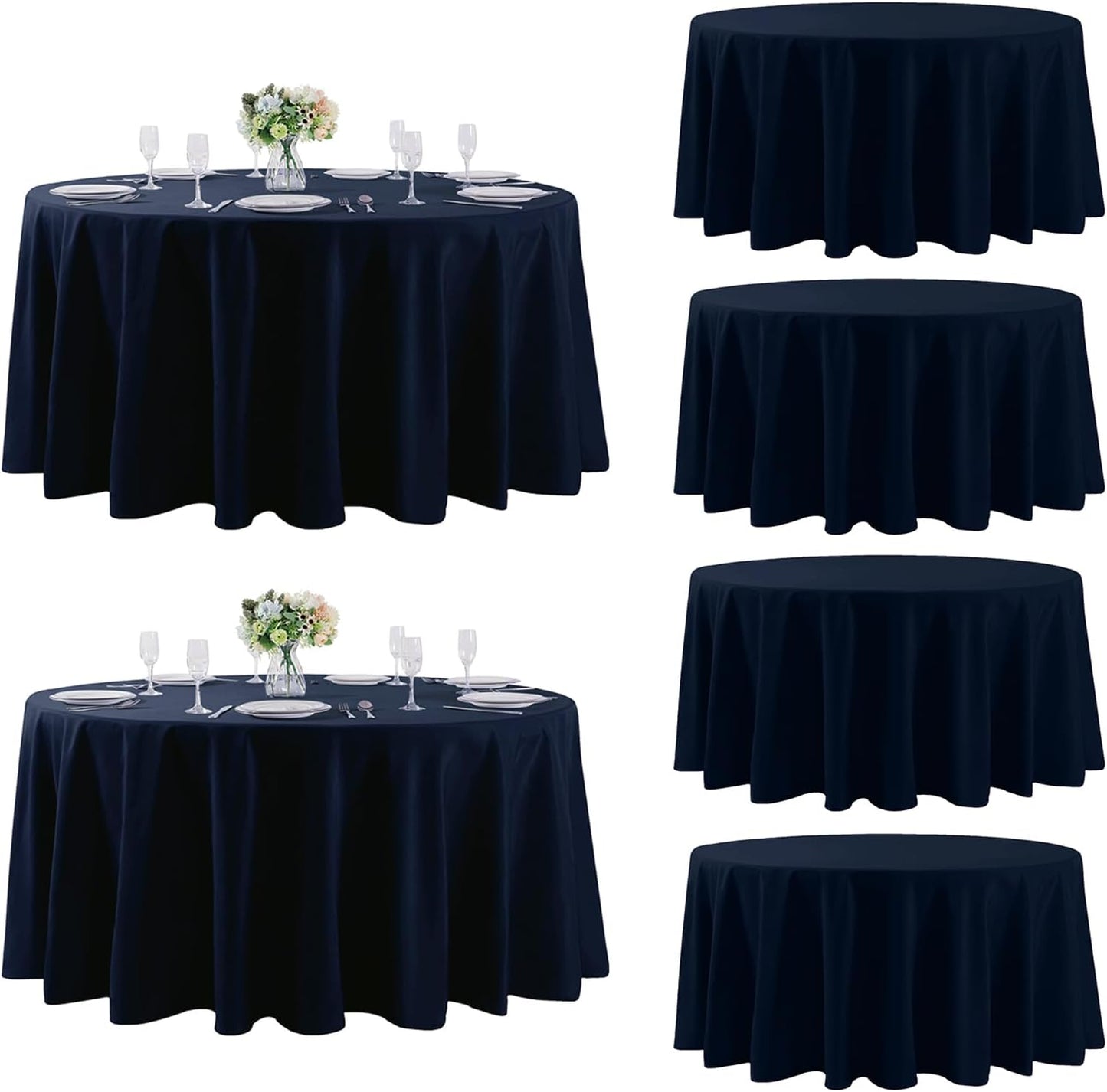 Fokitut 6 Pack Rectangle Tablecloth, 60x120 Inch, Stain Resistant and Wrinkle Polyester Table Cloth, Fabric Table Cover for Kitchen Dining, Wedding, Party, Holiday Dinner-White