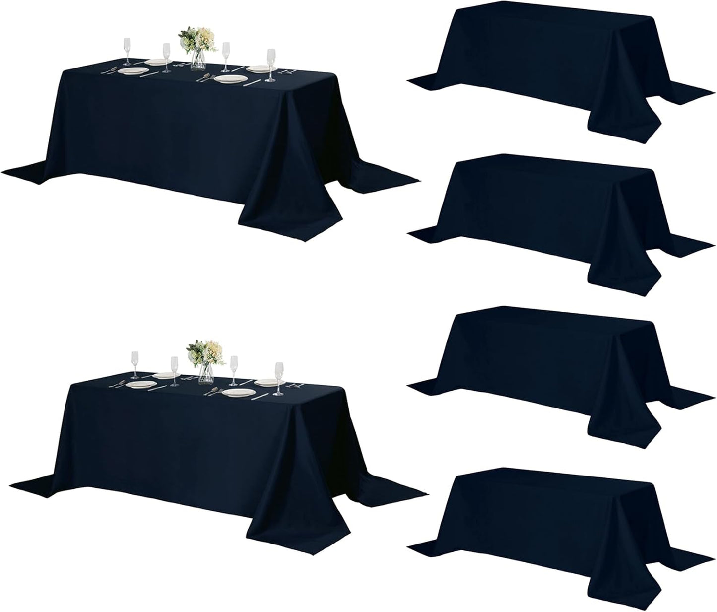 Fokitut 6 Pack Rectangle Tablecloth, 60x120 Inch, Stain Resistant and Wrinkle Polyester Table Cloth, Fabric Table Cover for Kitchen Dining, Wedding, Party, Holiday Dinner-White