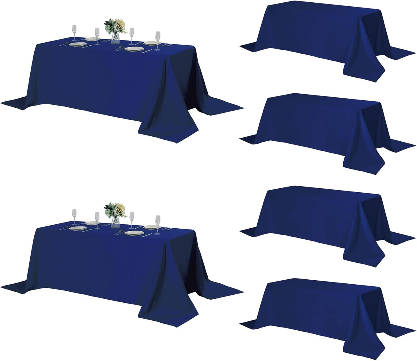Fokitut 6 Pack Rectangle Tablecloth, 60x120 Inch, Stain Resistant and Wrinkle Polyester Table Cloth, Fabric Table Cover for Kitchen Dining, Wedding, Party, Holiday Dinner-White