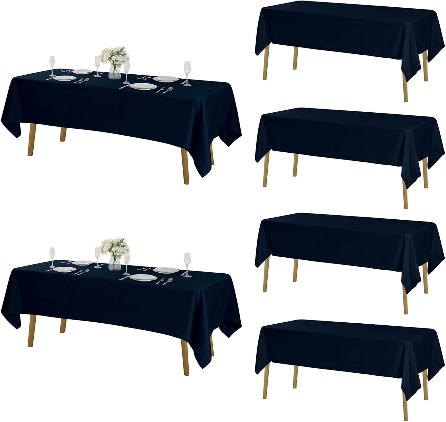 Fokitut 6 Pack Rectangle Tablecloth, 60x120 Inch, Stain Resistant and Wrinkle Polyester Table Cloth, Fabric Table Cover for Kitchen Dining, Wedding, Party, Holiday Dinner-White