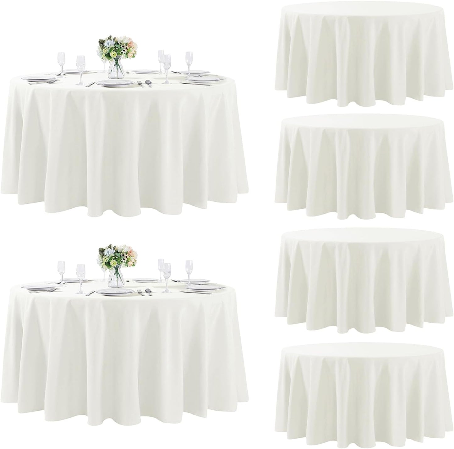 Fokitut 6 Pack Rectangle Tablecloth, 60x120 Inch, Stain Resistant and Wrinkle Polyester Table Cloth, Fabric Table Cover for Kitchen Dining, Wedding, Party, Holiday Dinner-White