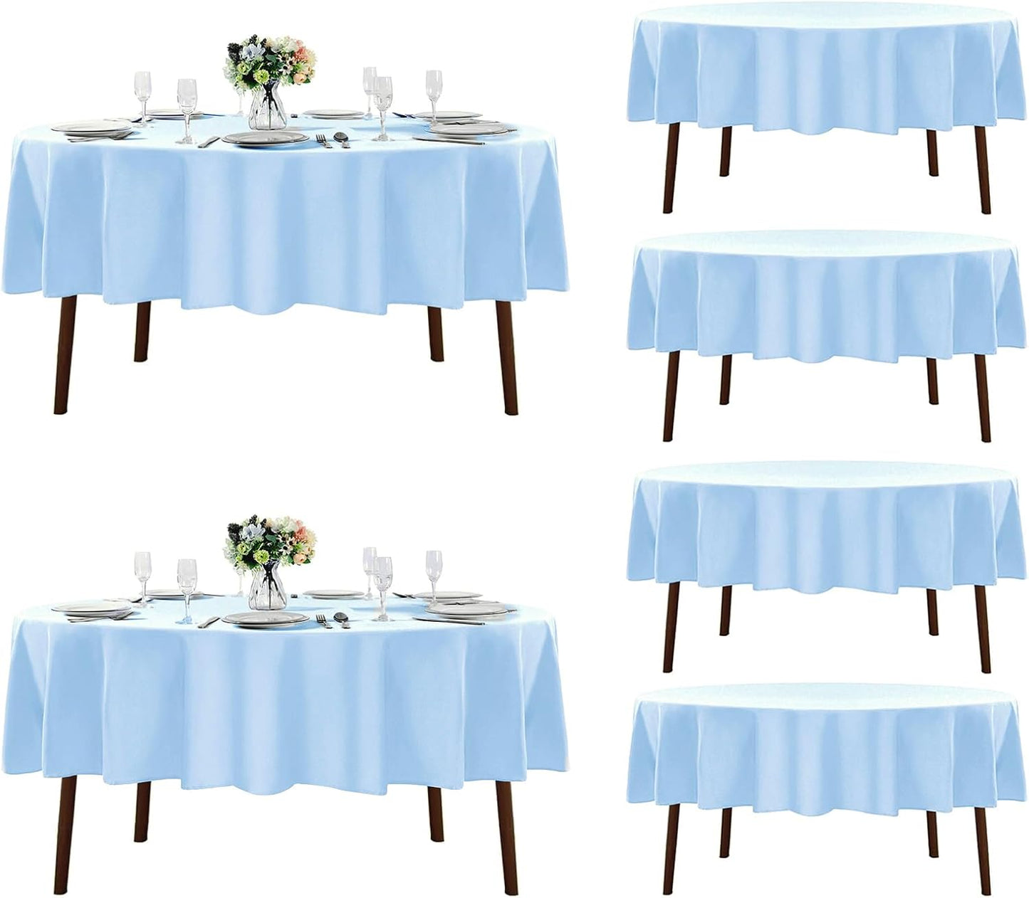 Fokitut 6 Pack Rectangle Tablecloth, 60x120 Inch, Stain Resistant and Wrinkle Polyester Table Cloth, Fabric Table Cover for Kitchen Dining, Wedding, Party, Holiday Dinner-White