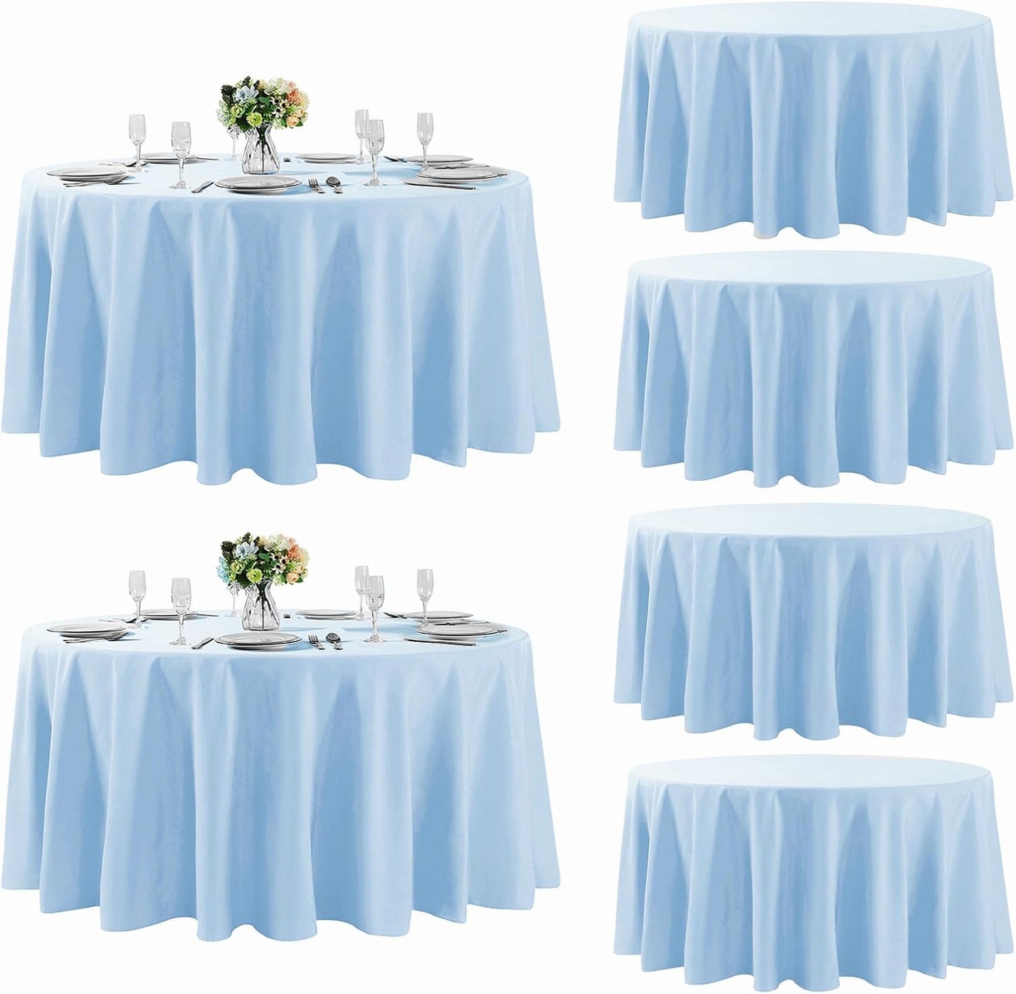 Fokitut 6 Pack Rectangle Tablecloth, 60x120 Inch, Stain Resistant and Wrinkle Polyester Table Cloth, Fabric Table Cover for Kitchen Dining, Wedding, Party, Holiday Dinner-White