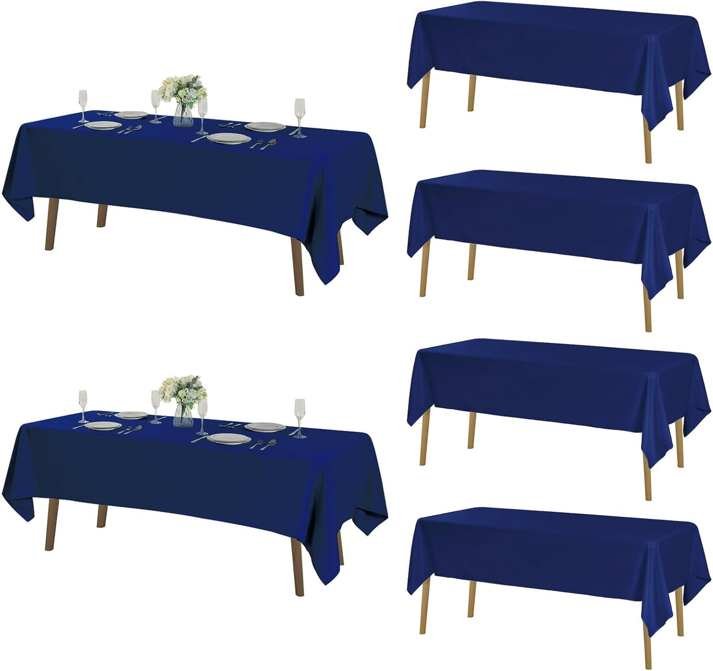 Fokitut 6 Pack Rectangle Tablecloth, 60x120 Inch, Stain Resistant and Wrinkle Polyester Table Cloth, Fabric Table Cover for Kitchen Dining, Wedding, Party, Holiday Dinner-White