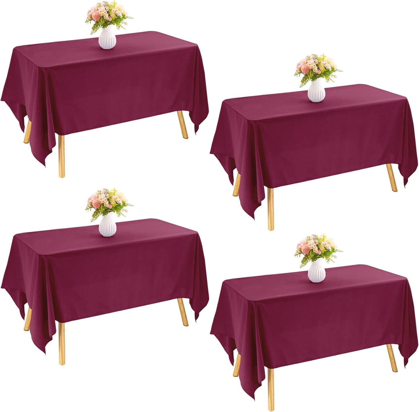 4 Pack Rectangle Tablecloth 60x102 Inch Pink Washable Polyester Table Cover for Wedding Dining Table Buffet Parties Banquet Decoration(Pink)