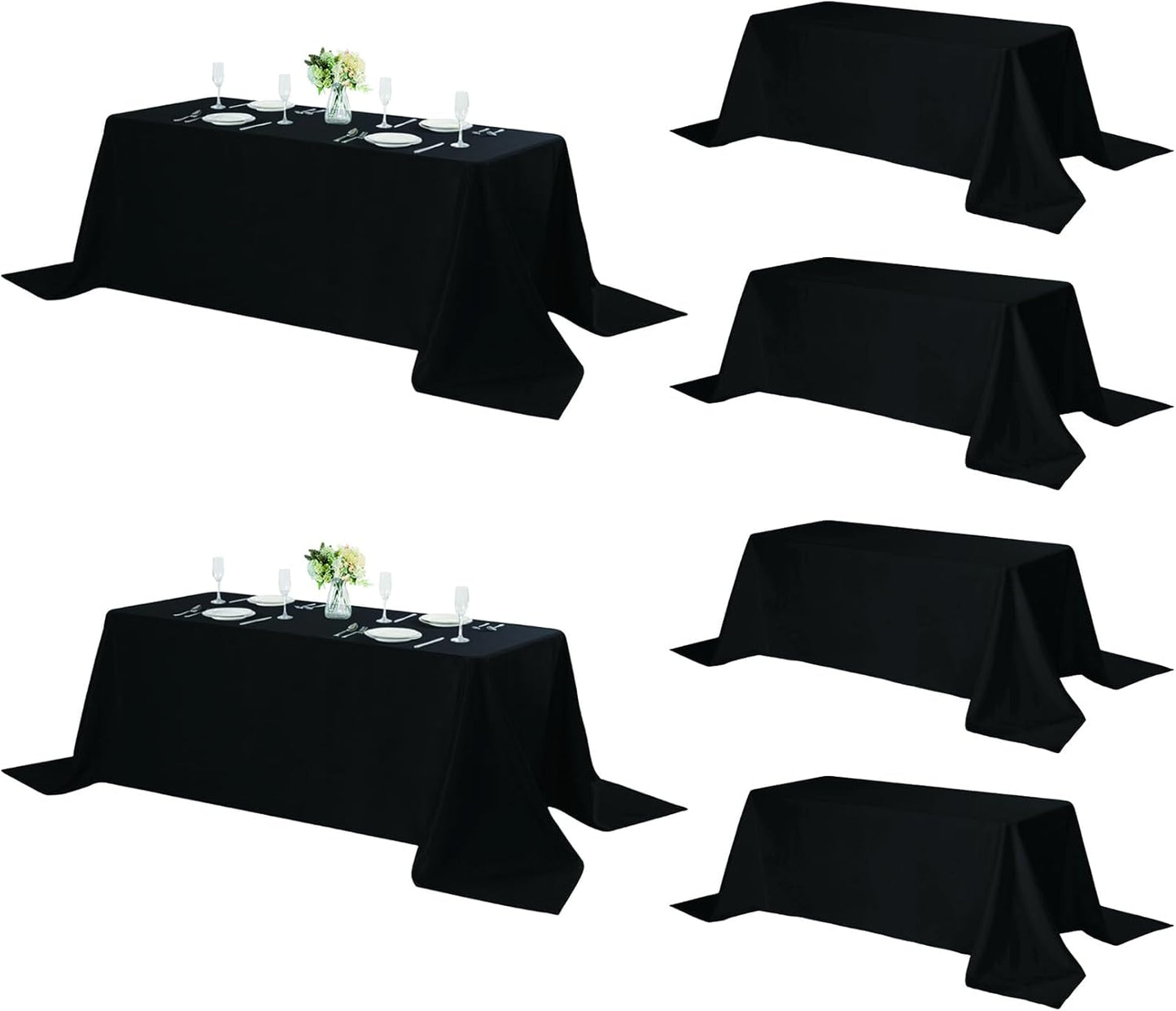 Fokitut 6 Pack Rectangle Tablecloth, 60x120 Inch, Stain Resistant and Wrinkle Polyester Table Cloth, Fabric Table Cover for Kitchen Dining, Wedding, Party, Holiday Dinner-White