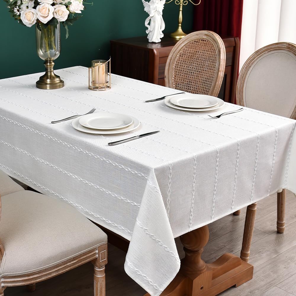 Zobesta Sage Green Tablecloth 53 x 86 Inch Cotton Green Table Cloth Rectangle Table, Farmhouse Soft Boho Tablecloths Rectangular for Kitchen, Party, Wedding, Picnic, Outdoor Tablecloth