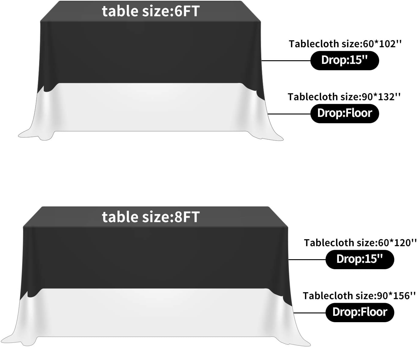 Fokitut 6 Pack Rectangle Tablecloth, 60x120 Inch, Stain Resistant and Wrinkle Polyester Table Cloth, Fabric Table Cover for Kitchen Dining, Wedding, Party, Holiday Dinner-White