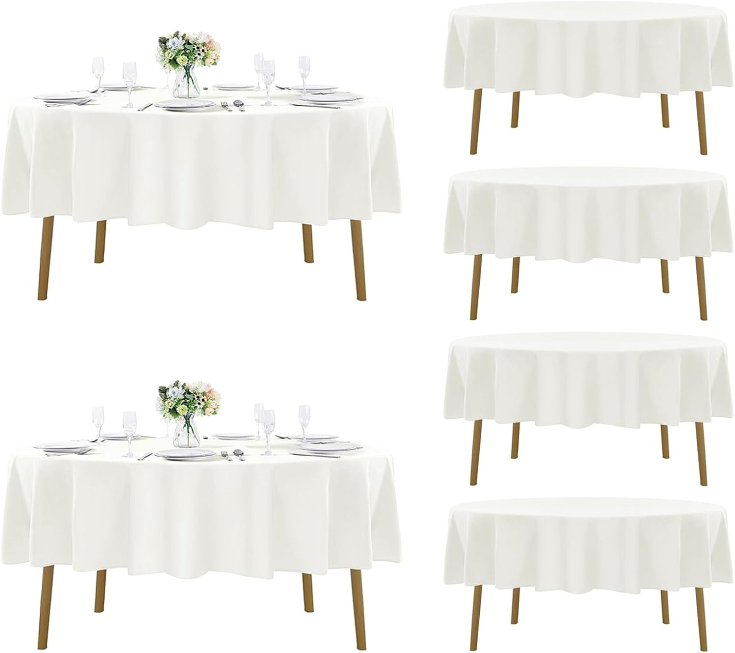 Fokitut 6 Pack Rectangle Tablecloth, 60x120 Inch, Stain Resistant and Wrinkle Polyester Table Cloth, Fabric Table Cover for Kitchen Dining, Wedding, Party, Holiday Dinner-White