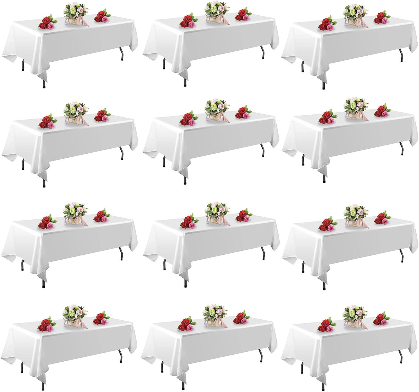 FINDYOU 10 Pack White Table Cloth Rectangle Table 60 x 102 Inch Tablecloths for 6 Foot Rectangle Tables. Stain and Winkle Resistant Polyester Washable White Tablecloths for Parties Wedding Dining