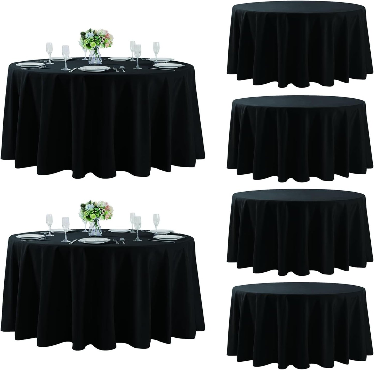 Fokitut 6 Pack Rectangle Tablecloth, 60x120 Inch, Stain Resistant and Wrinkle Polyester Table Cloth, Fabric Table Cover for Kitchen Dining, Wedding, Party, Holiday Dinner-White
