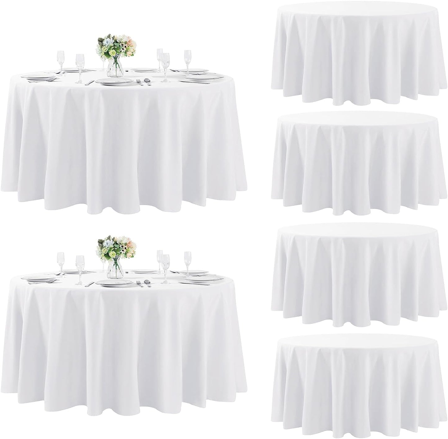 Fokitut 6 Pack Rectangle Tablecloth, 60x120 Inch, Stain Resistant and Wrinkle Polyester Table Cloth, Fabric Table Cover for Kitchen Dining, Wedding, Party, Holiday Dinner-White