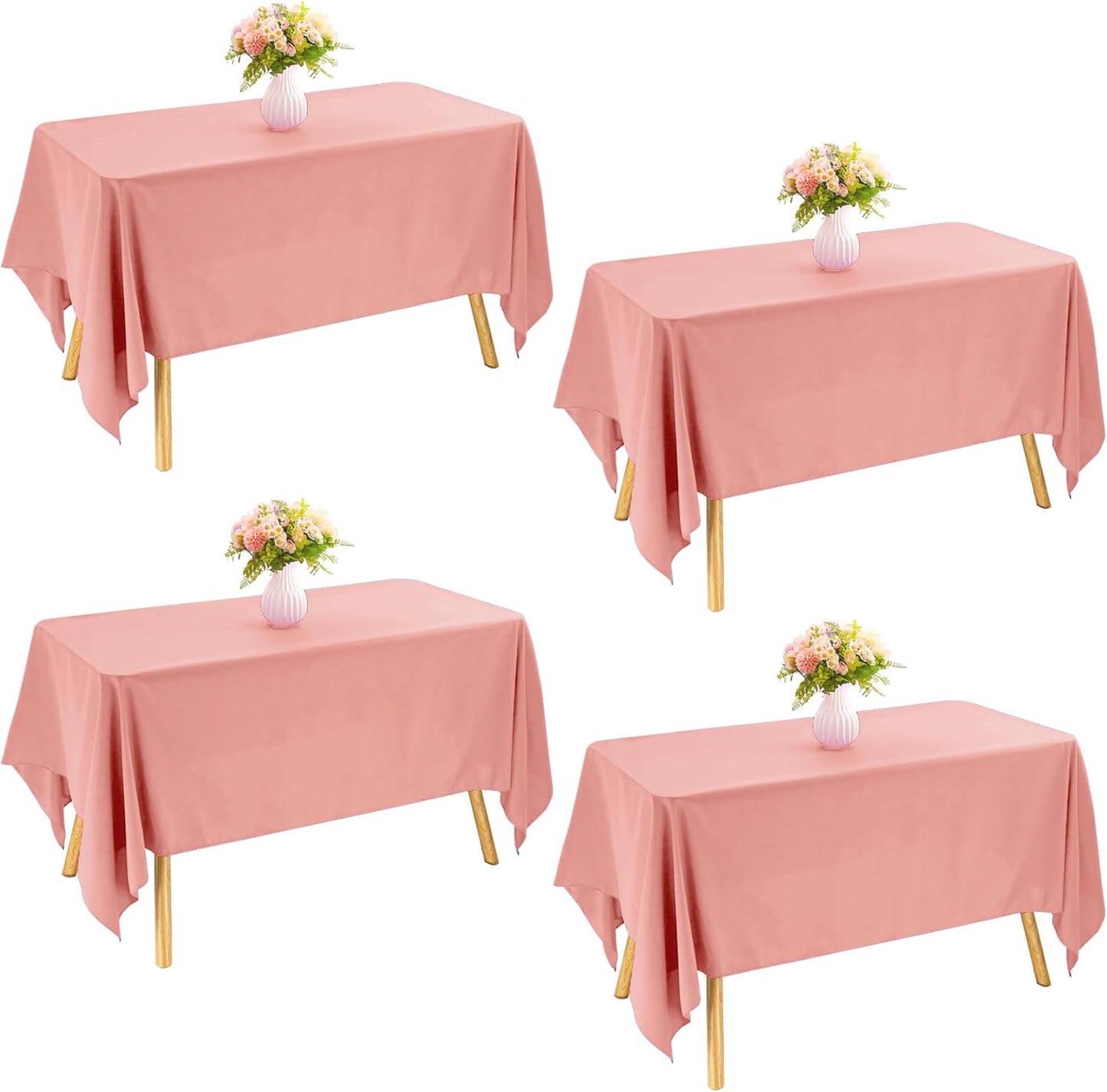 4 Pack Rectangle Tablecloth 60x102 Inch Pink Washable Polyester Table Cover for Wedding Dining Table Buffet Parties Banquet Decoration(Pink)