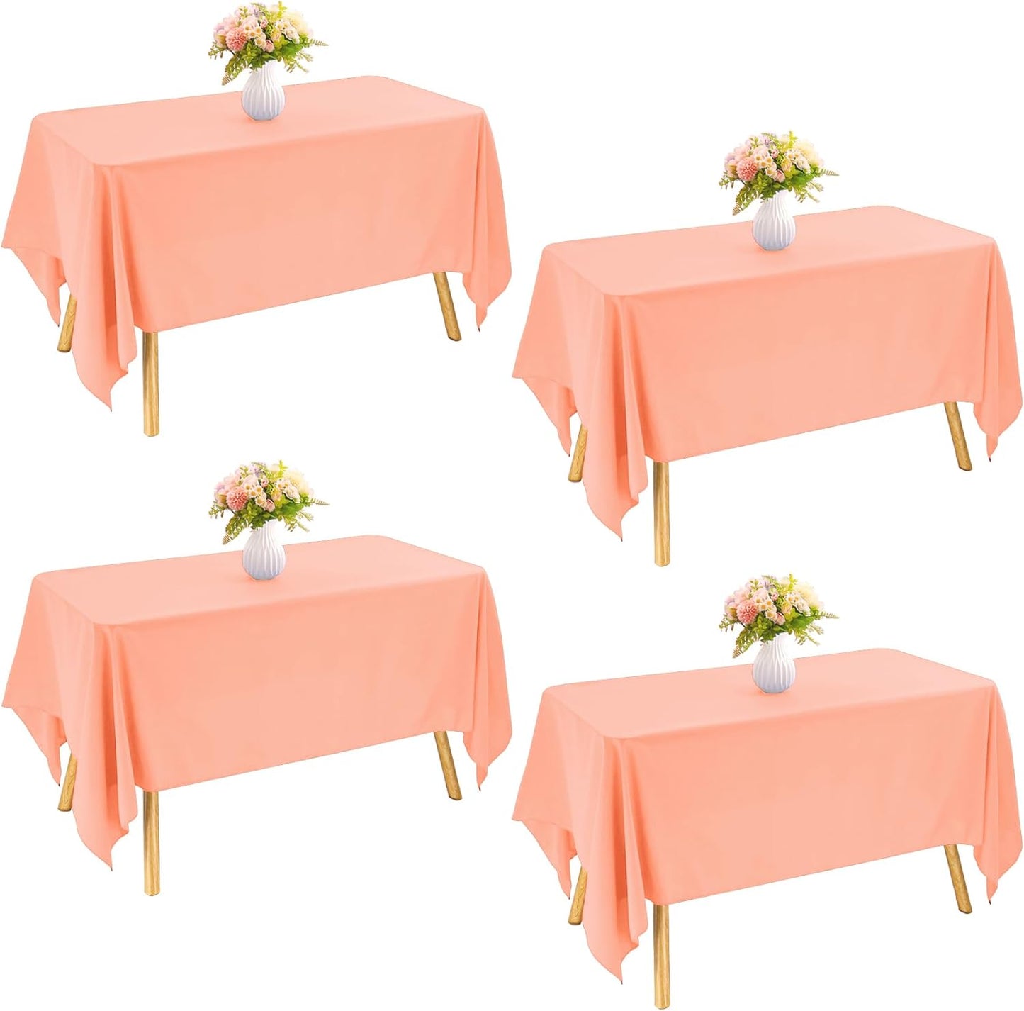 4 Pack Rectangle Tablecloth 60x102 Inch Pink Washable Polyester Table Cover for Wedding Dining Table Buffet Parties Banquet Decoration(Pink)