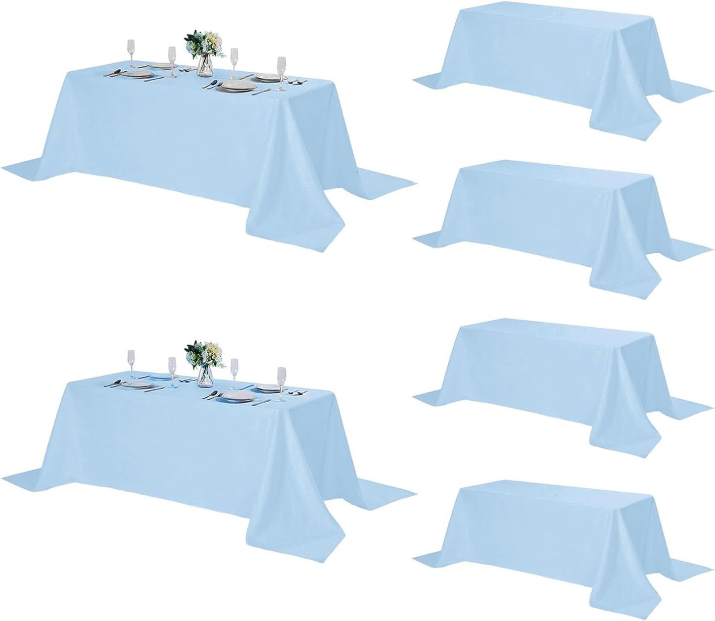 Fokitut 6 Pack Rectangle Tablecloth, 60x120 Inch, Stain Resistant and Wrinkle Polyester Table Cloth, Fabric Table Cover for Kitchen Dining, Wedding, Party, Holiday Dinner-White