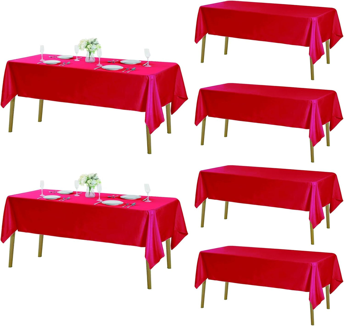 Fokitut 6 Pack Rectangle Tablecloth, 60x120 Inch, Stain Resistant and Wrinkle Polyester Table Cloth, Fabric Table Cover for Kitchen Dining, Wedding, Party, Holiday Dinner-White