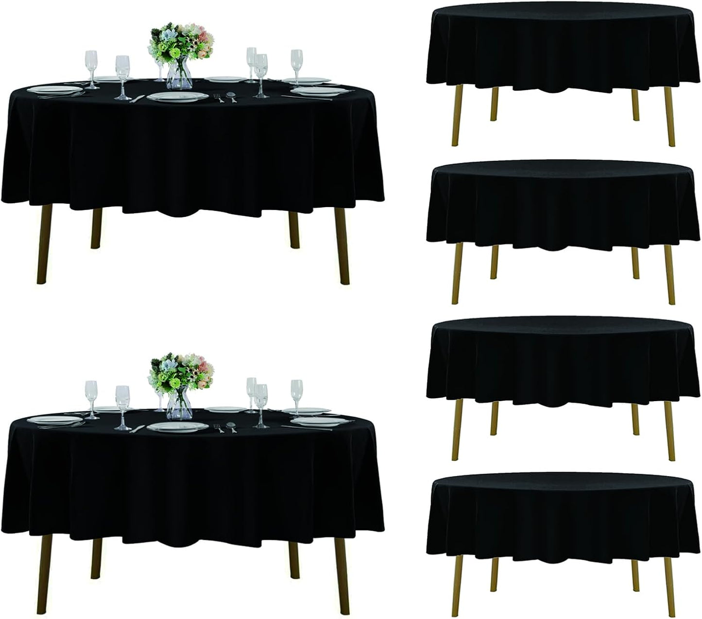 Fokitut 6 Pack Rectangle Tablecloth, 60x120 Inch, Stain Resistant and Wrinkle Polyester Table Cloth, Fabric Table Cover for Kitchen Dining, Wedding, Party, Holiday Dinner-White