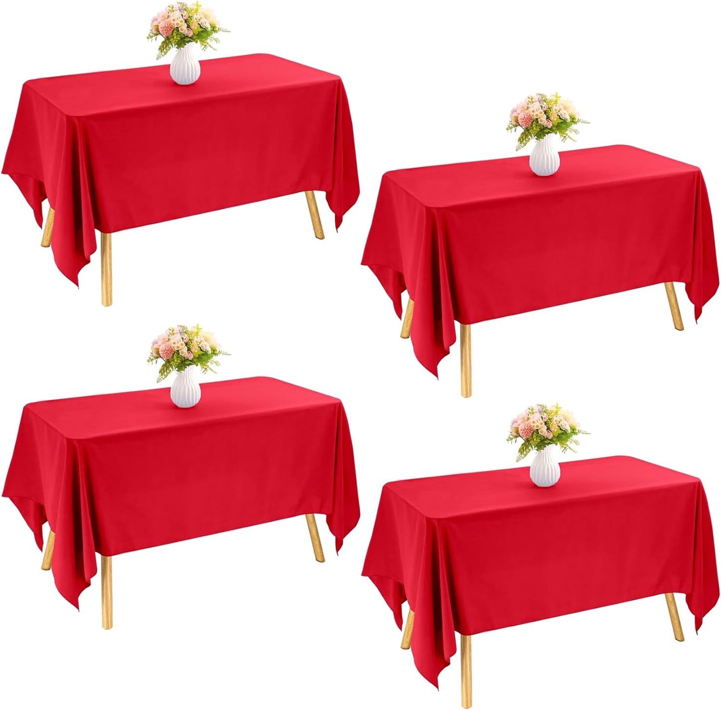 4 Pack Rectangle Tablecloth 60x102 Inch Pink Washable Polyester Table Cover for Wedding Dining Table Buffet Parties Banquet Decoration(Pink)