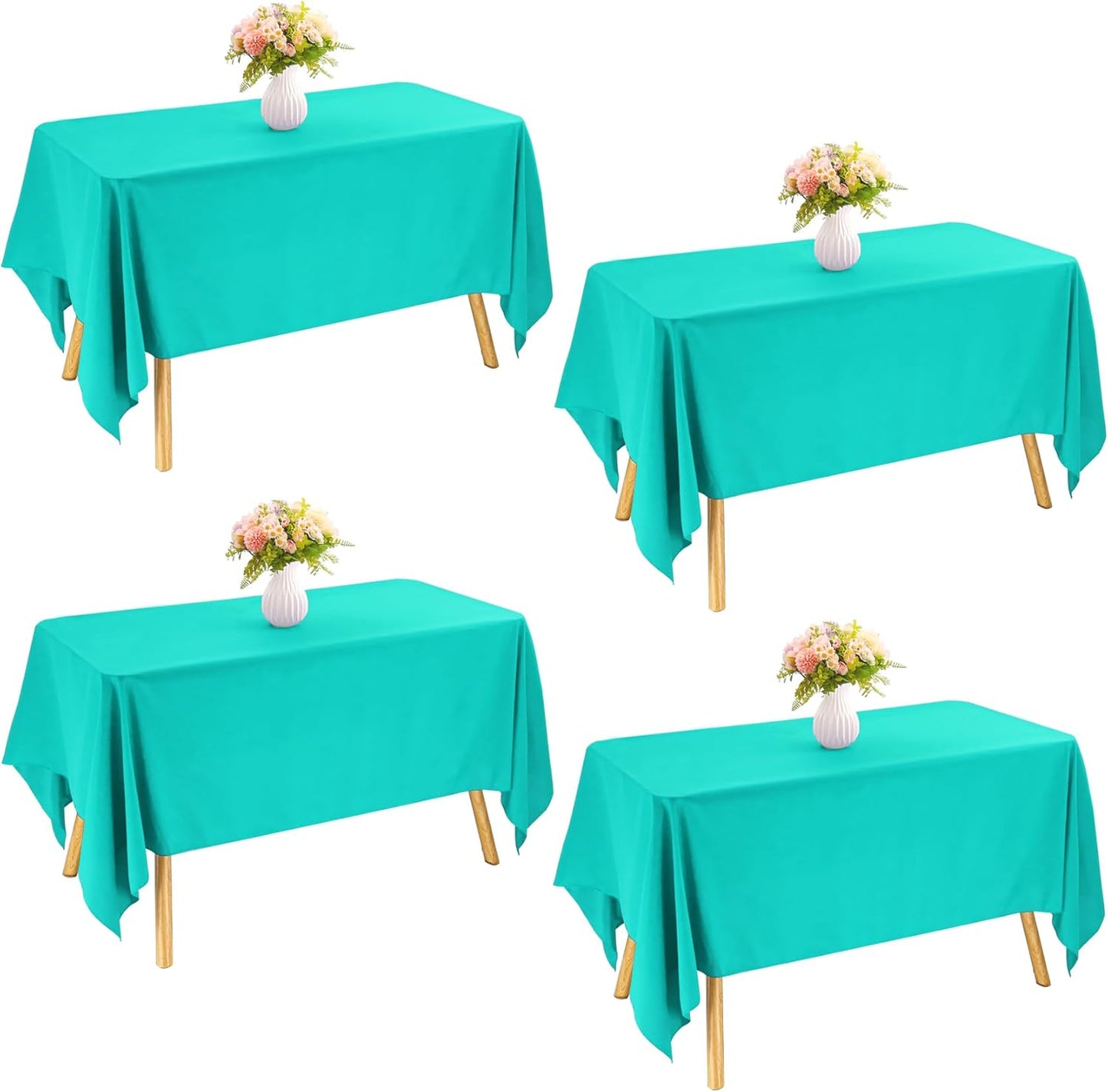 4 Pack Rectangle Tablecloth 60x102 Inch Pink Washable Polyester Table Cover for Wedding Dining Table Buffet Parties Banquet Decoration(Pink)