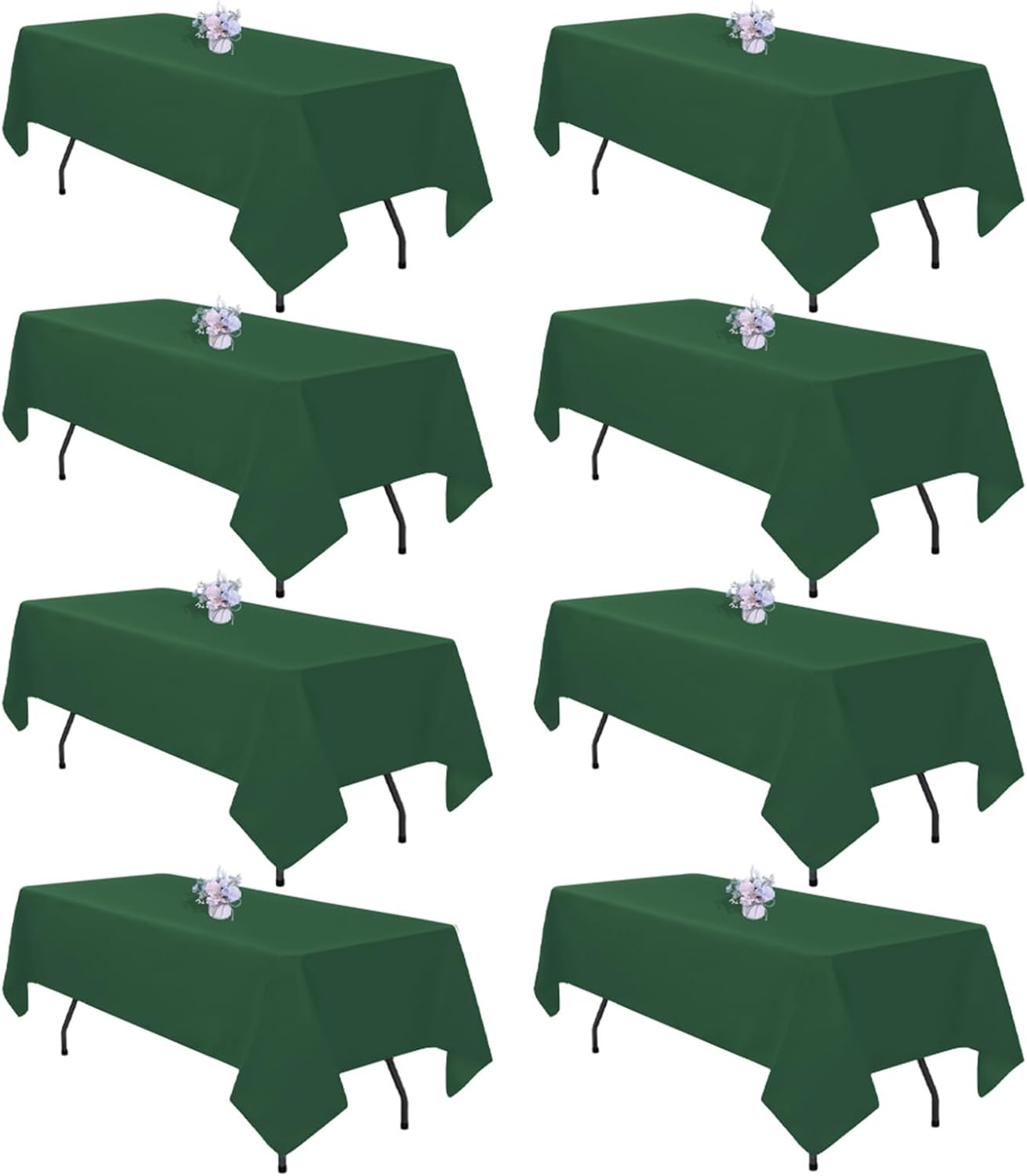 8 Pack Black Tablecloths 60x102 Inch Table Cloths for 6 Foot Rectangle Tables, Wrinkle Resistant Washable Rectangular Fabric Table Cover for Dining Wedding Banquet Camping Party
