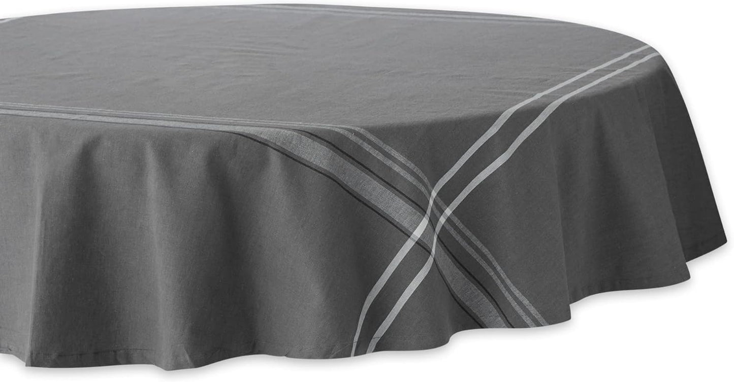 DII French Stripe Tabletop Collection Farmhouse Style Dining Table Linen Tablecloth, 60x104, Taupe/Blue