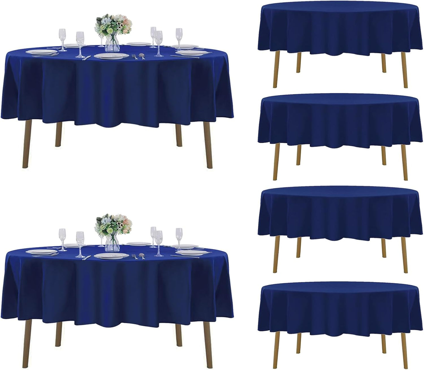 Fokitut 6 Pack Rectangle Tablecloth, 60x120 Inch, Stain Resistant and Wrinkle Polyester Table Cloth, Fabric Table Cover for Kitchen Dining, Wedding, Party, Holiday Dinner-White